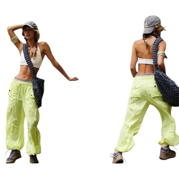 Free People Movement Set Me Free Pants Drawstring Sour Citrus Hiking Size M - Picture 1 of 14